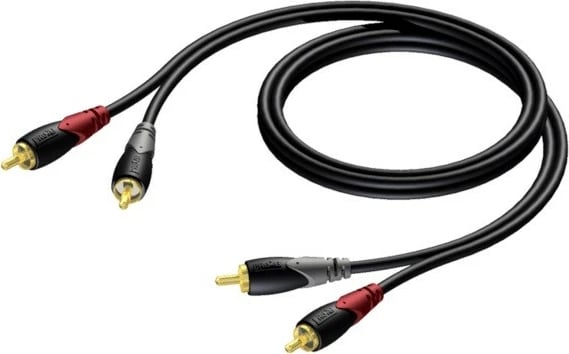 Kabllo audio PROCAB CLA800/3, 2x RCA mashkull në 2x RCA mashkull, 3m, e zezë