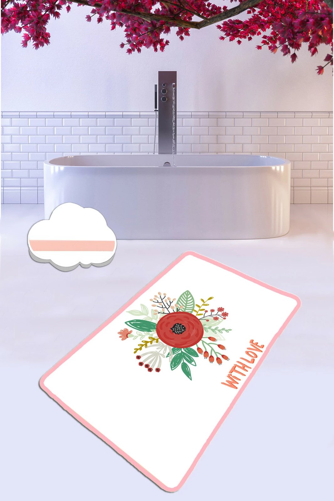 Tapet për banjo Mijölnir, me dizajn 'With Love', 80x100cm