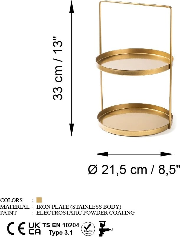 Aksesor dekorativ metalik, ngjyrë ari, dizajn Aberto, Tılos-B