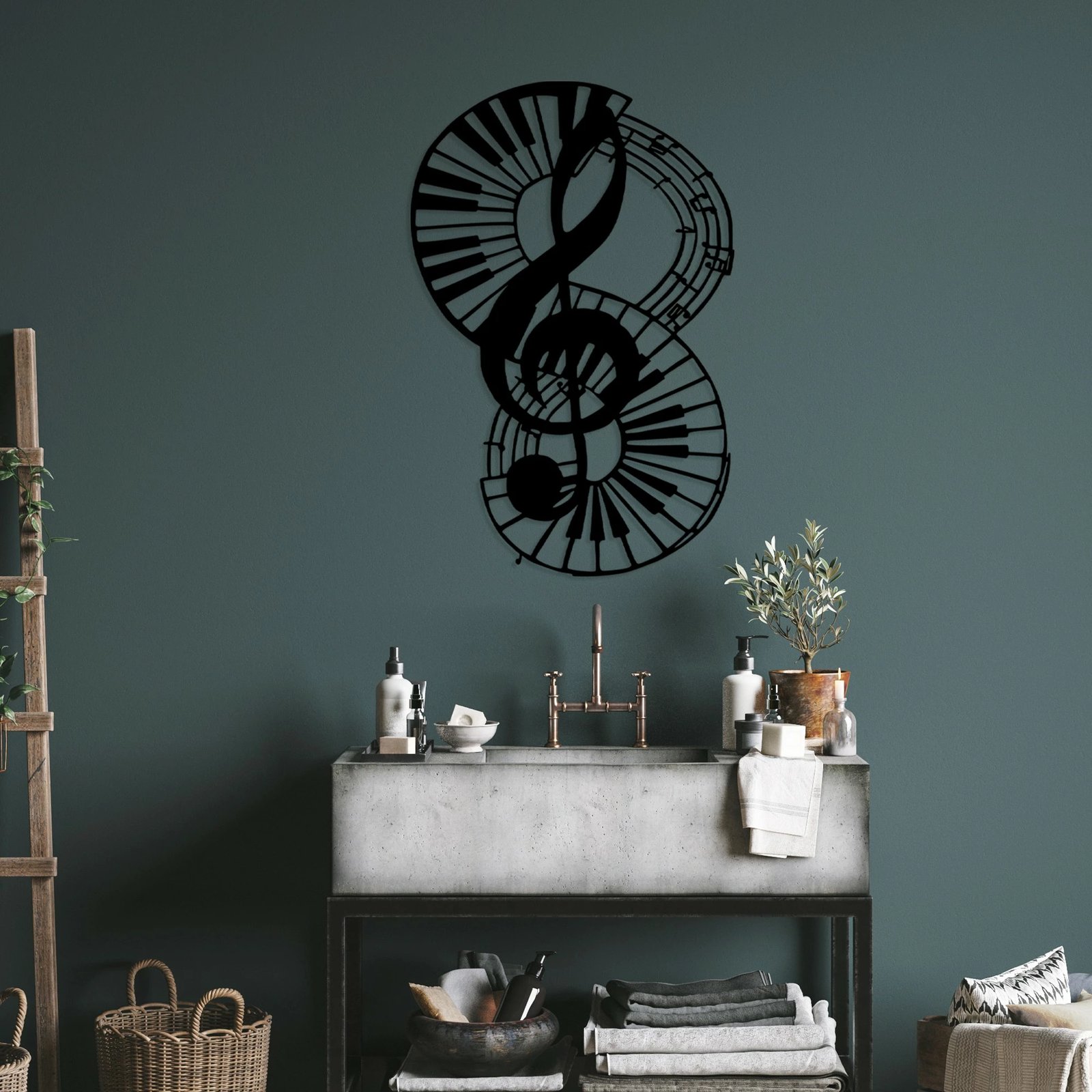 Aksesor dekorativ metalik për mur, Wallity, muzikor 4