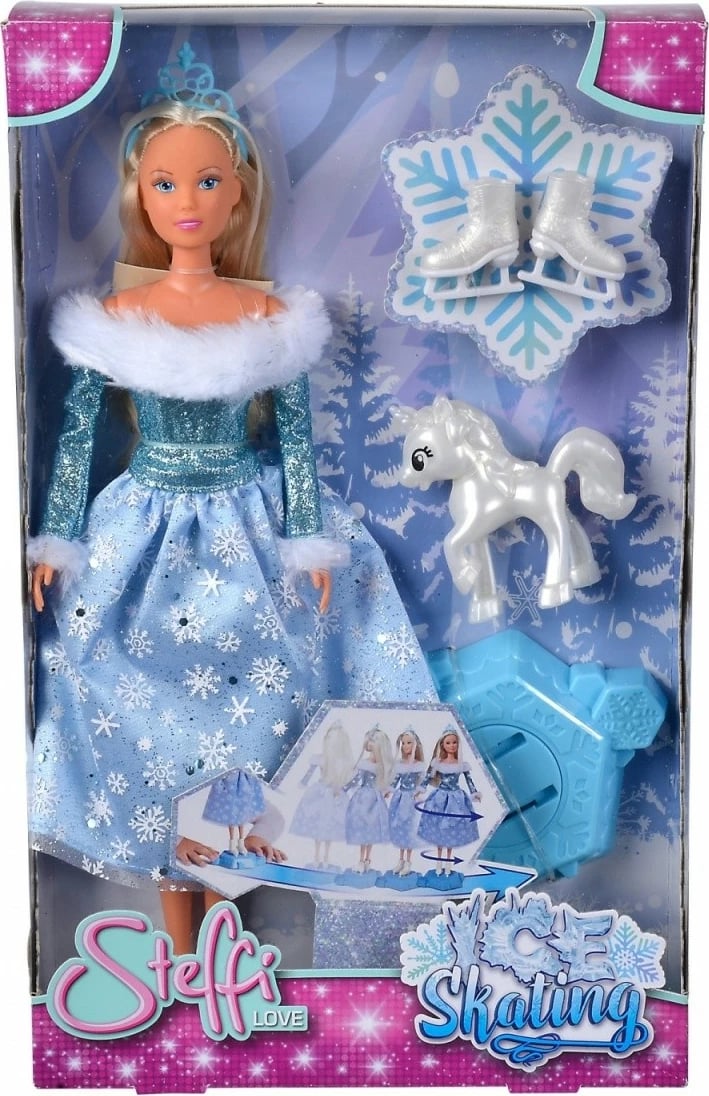Kukull Steffi Love Winter Princess, Simba, 105733631, me fustan të kaltër dhe aksesorë