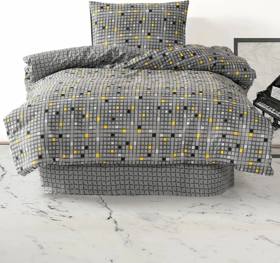 Set mbulesë jorgani njëpersonëshe Ranforce, L'essentiel, Dama, e verdhë