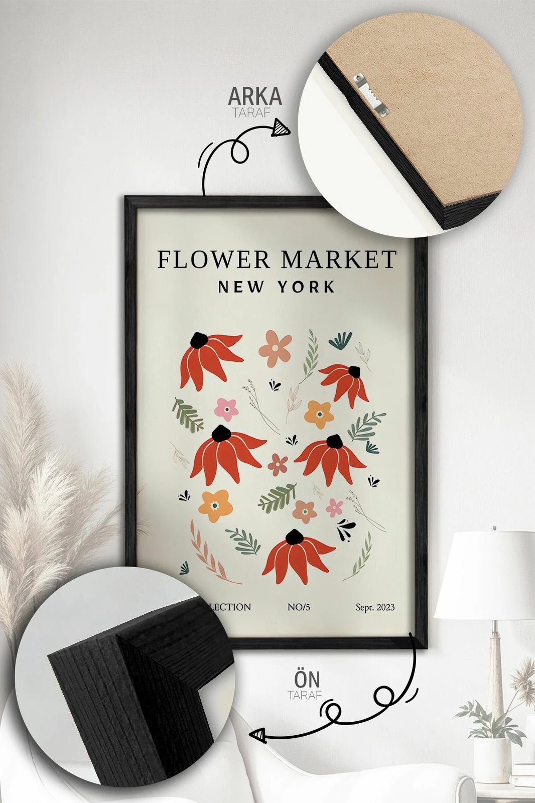 Pikturë dekorative me kornizë (3 copë), Wallity, Artvmodel20-Sıyah