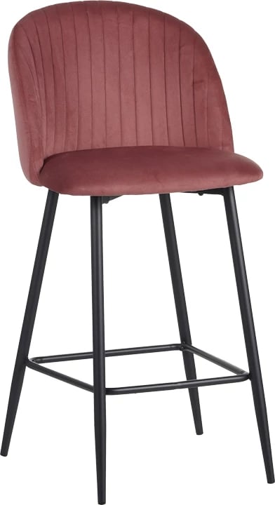 Karrige për bar Barow, kadife, ngjyrë mollë e kalbur, këmbë metali të zeza, 53x46.5x96.5