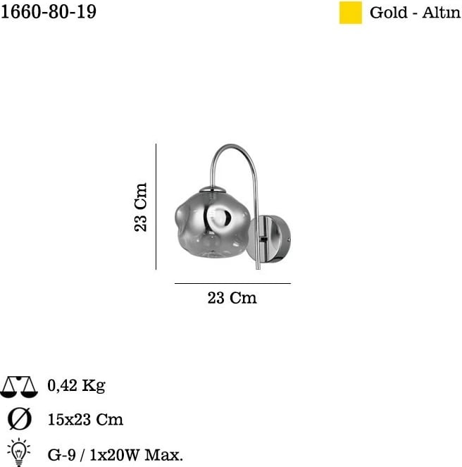 Llambë muri Opviq, Herman - 80-19, ngjyrë ari