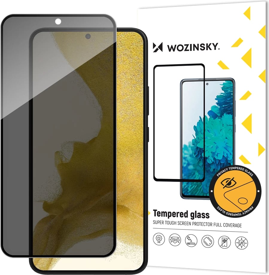 Xham i temperuar privatësie Wozinsky Anti Spy për Samsung Galaxy S22, i zi