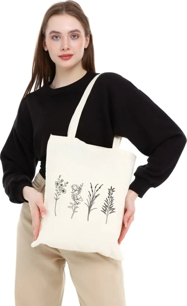 Torbë tote Zoozie Bags, krem, 35x40cm