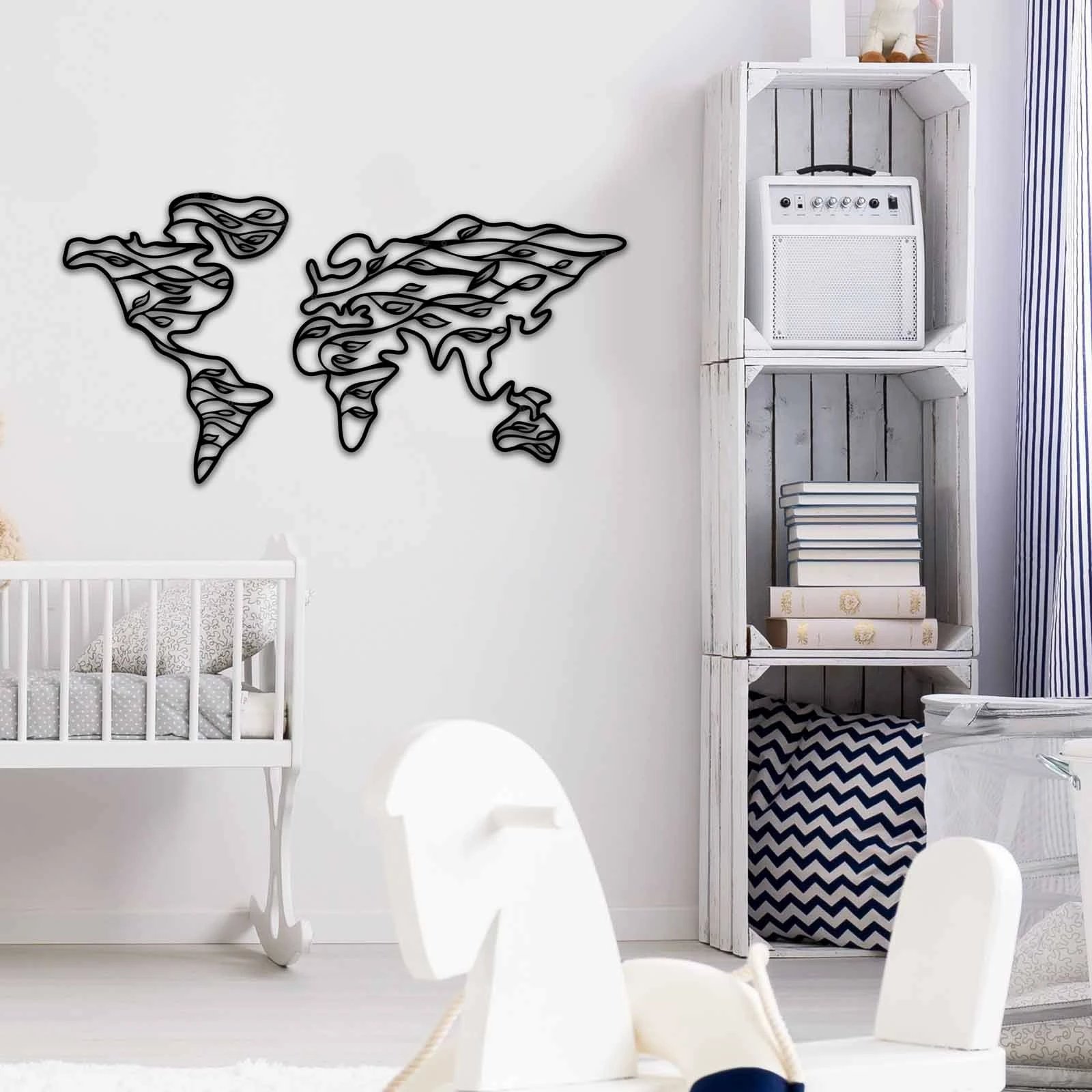 Aksesor dekorativ metalik për mur Wallity, MT - 014, ngjyrë e zezë, 91x47cm