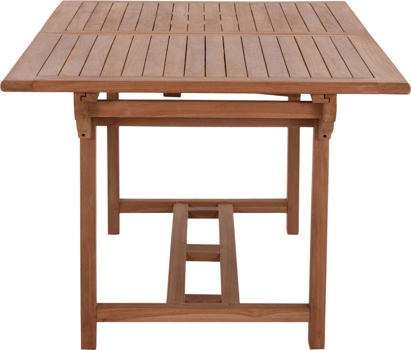 Tavolinë ngrënieje e zgjatshme për jashtë, dru tik natyral, CRANDER FH6376, 180-240x100x76cm