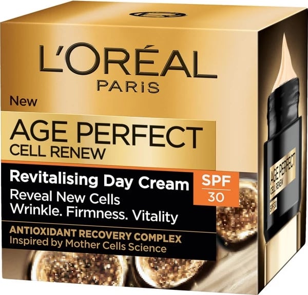 Krem ditore për fytyrë L'Oreal Paris Age Perfect Cell Renew SPF30 për femra, 50ml