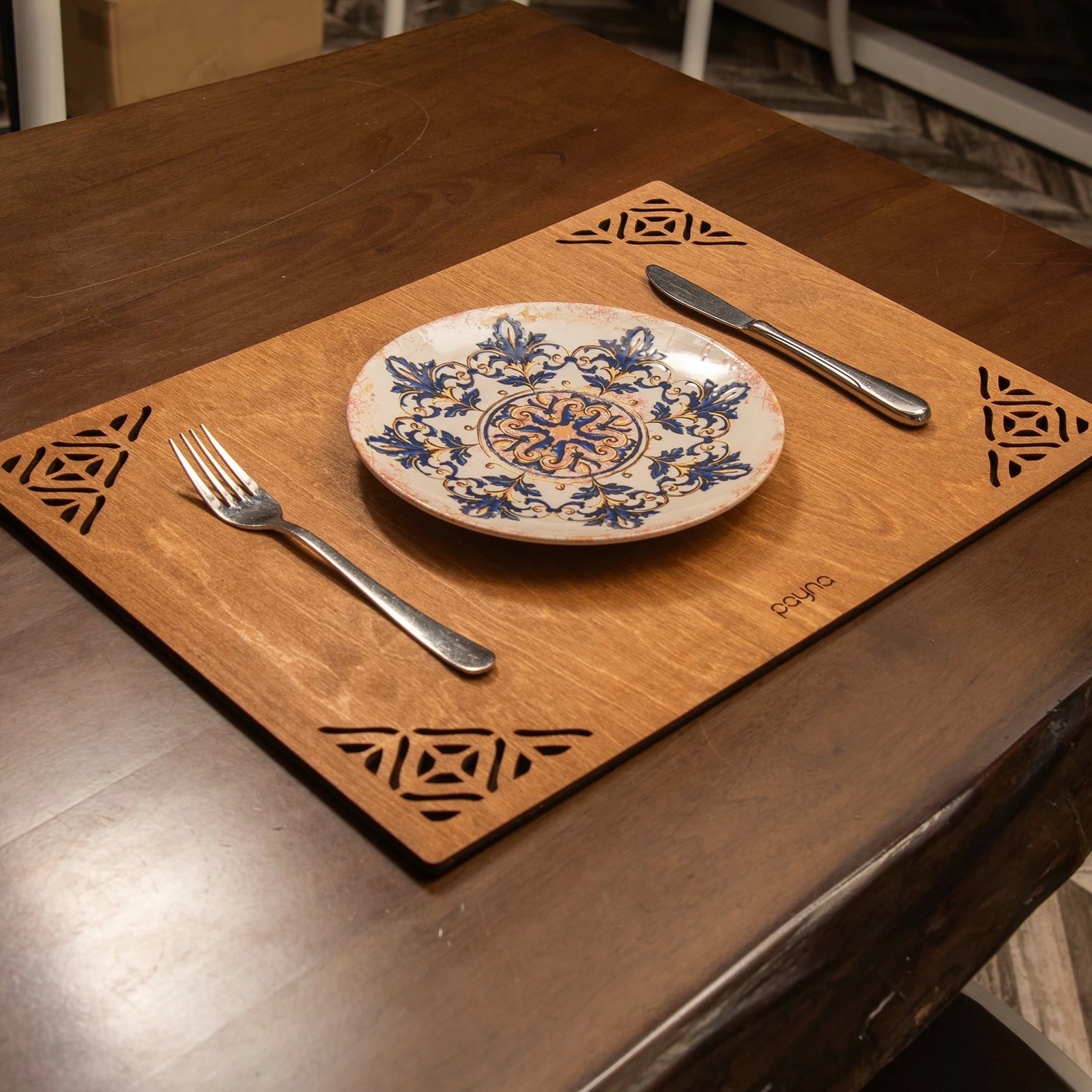 Set nënshkallash druri (6 copë), Hermia, Corpat, ngjyrë arre