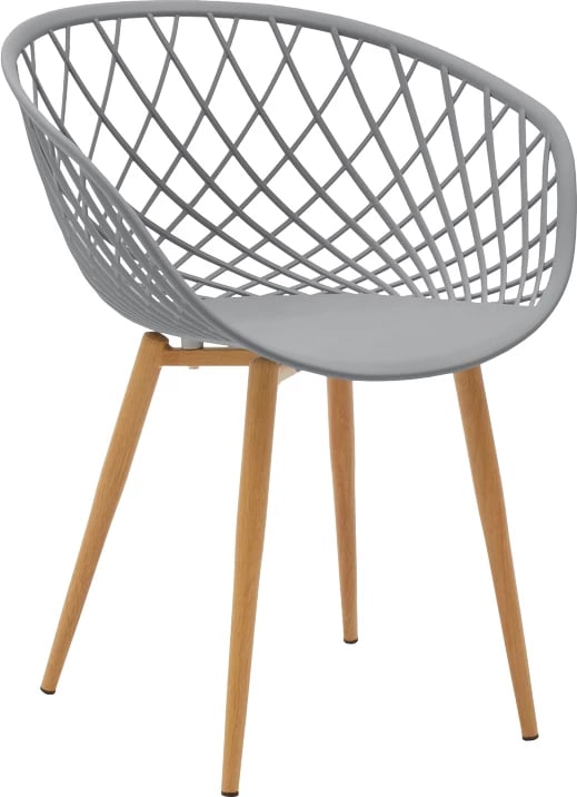 Karrige Ezra, ngjyrë gri, këmbë metali natyrale, 62x42x82cm