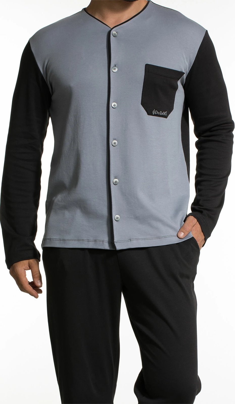 Set pizhamash për burra, Jumeon, 002-000371, e zezë, gri