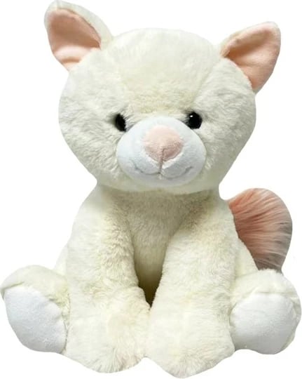 Maskotë mace pelushi TULILO Alex 30 cm, krem e bardhë