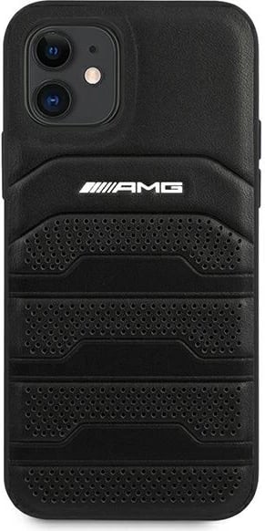 Mbështjellës Mercedes AMG Debossed Lines për iPhone 12 mini, Hardcase, Lëkurë, i zi