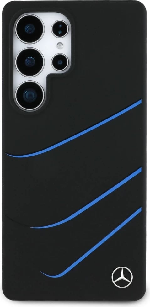 Mbështjellës Mercedes Silicone Contrasted Curves MagSafe për Samsung Galaxy S25 Ultra, Zi