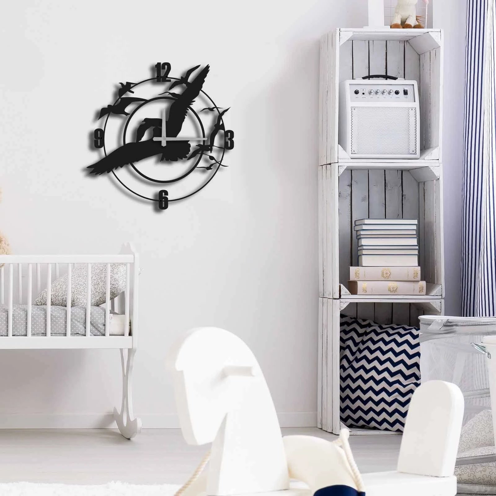 Orë muri dekorative prej metali, Wallity, MTS - 008, e zezë, 49x49cm