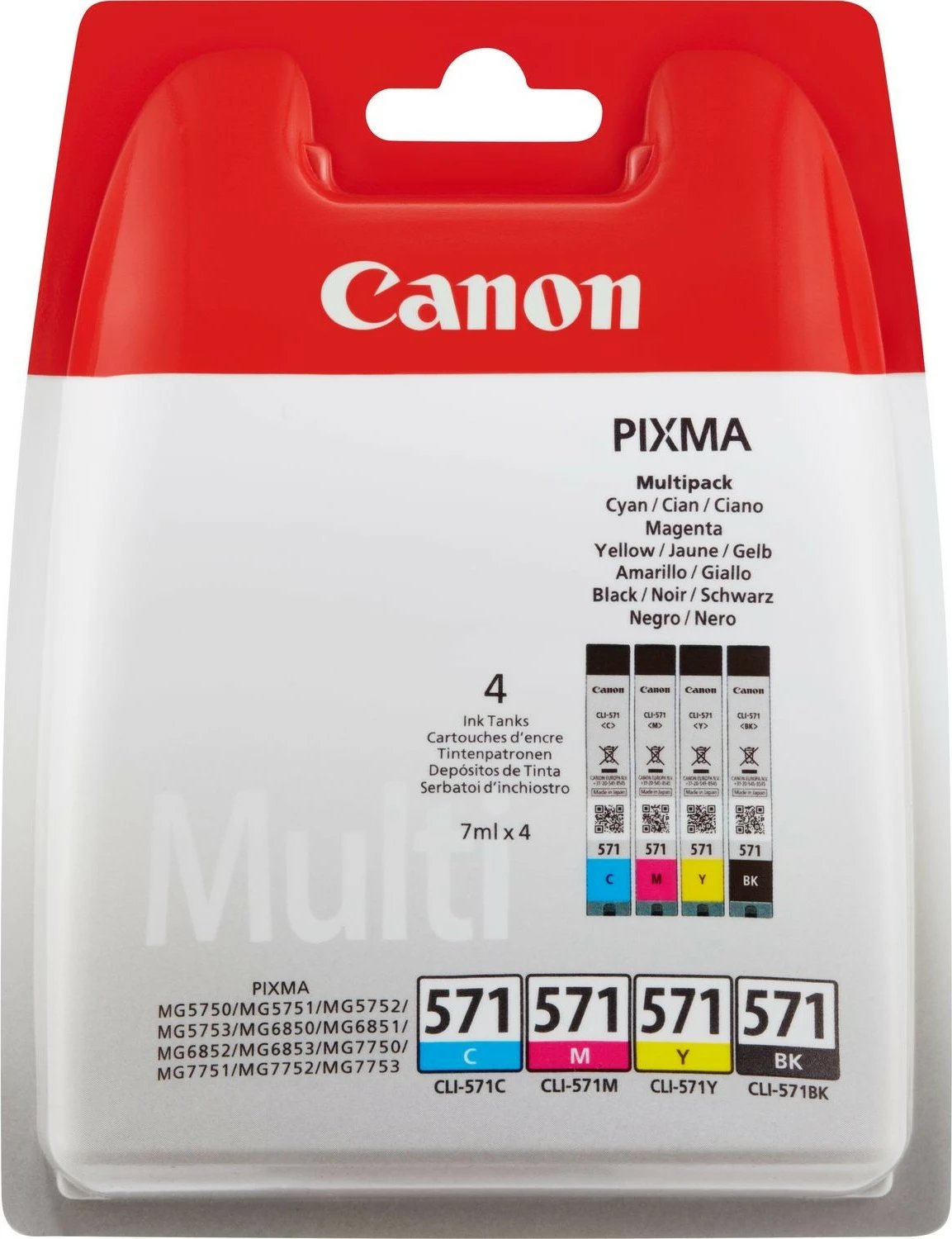 Toner Canon CLI-571 Multipack, 4 ngjyra, 7ml, për PIXMA, Multi
