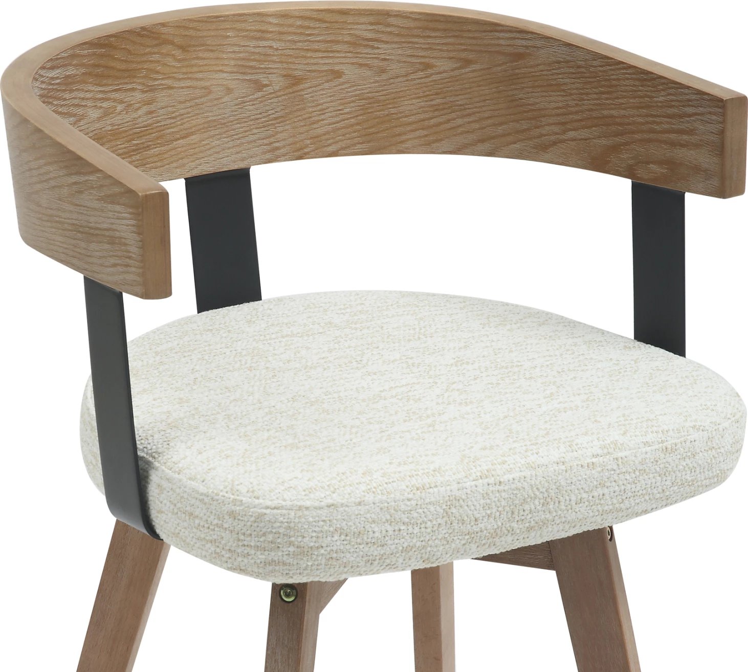 Karrige për bar, lartësi mesatare, rrotulluese, LANI FH9988.01, këmbë druri ahu, shpinë kompensatë, ndenjëse pëlhure ecru, 52,5x50.5x88H cm, set prej 2 copash