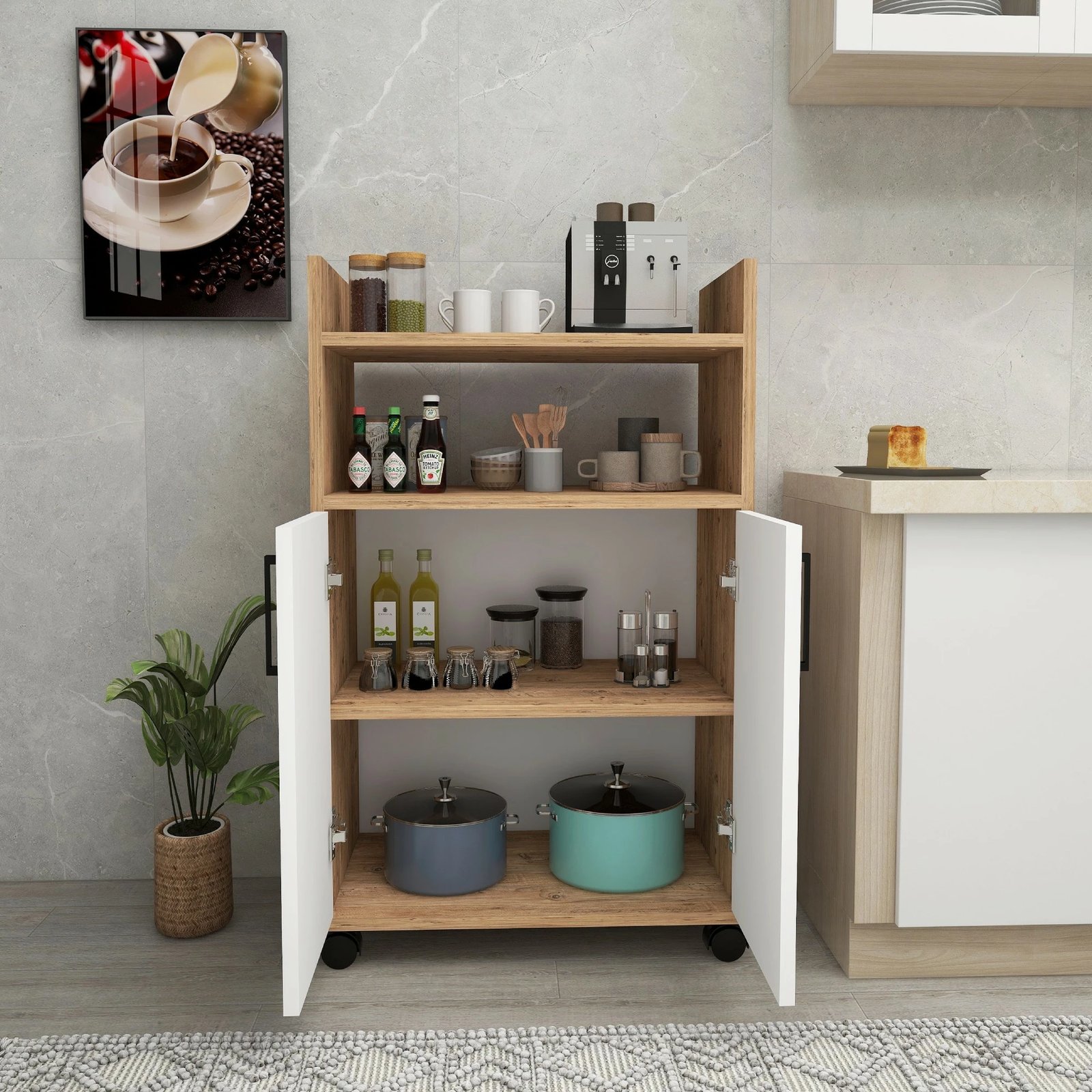 Dollap multifunksional Hanah Home, Tiraks - Atlantic Pine, i bardhë