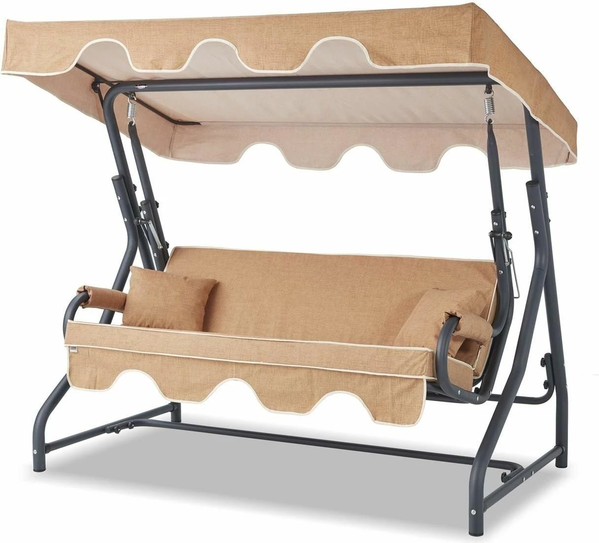 Karrige lëkundëse treshe për kopsht, Hanah Home, Olea, bezhë