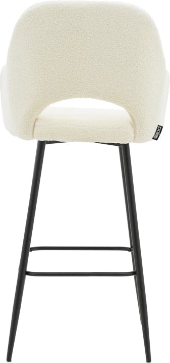 Karrige për bar Renish, pëlhurë teddy ivary, këmbë metalike të zeza, 51x57x114cm