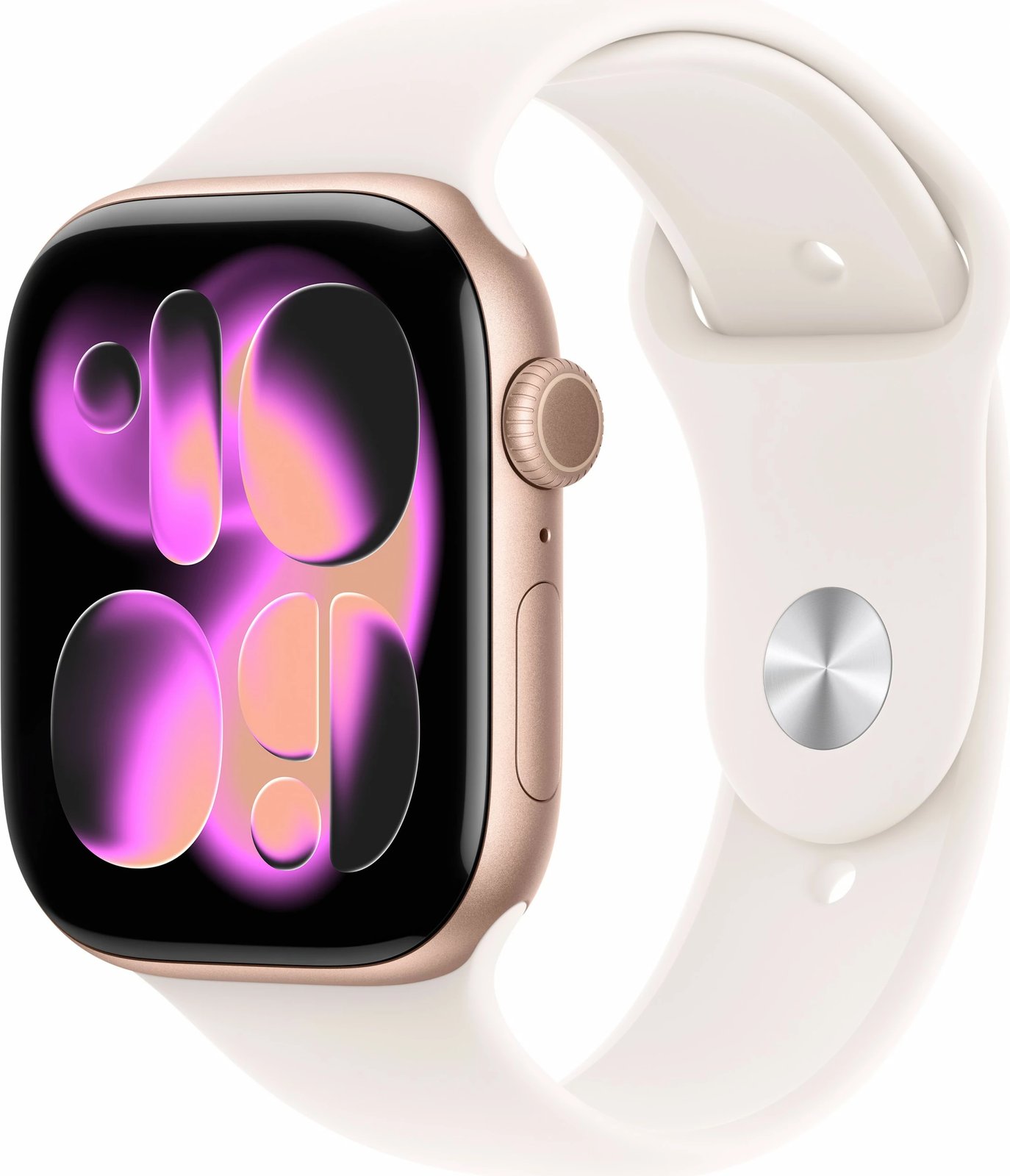 Smartwatch Apple Watch S11, 46mm, alumini, rosegold, rrip sportiv rozë e zbehtë S/M