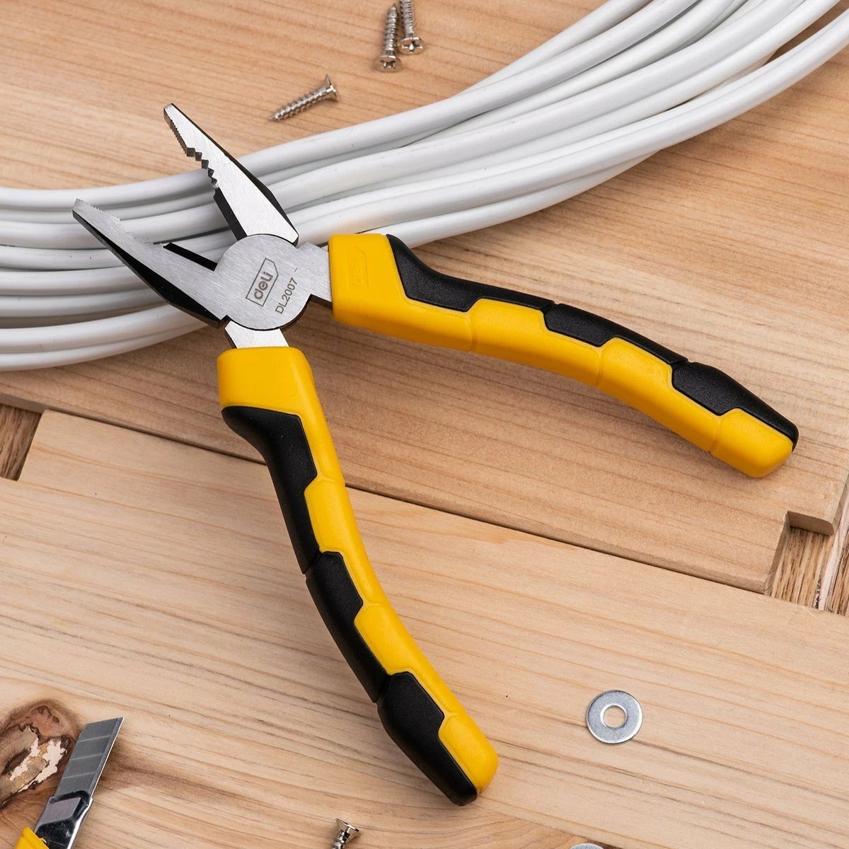 Darë kombinimi Deli Tools EDL2007, 7 inç, verdhë/zi