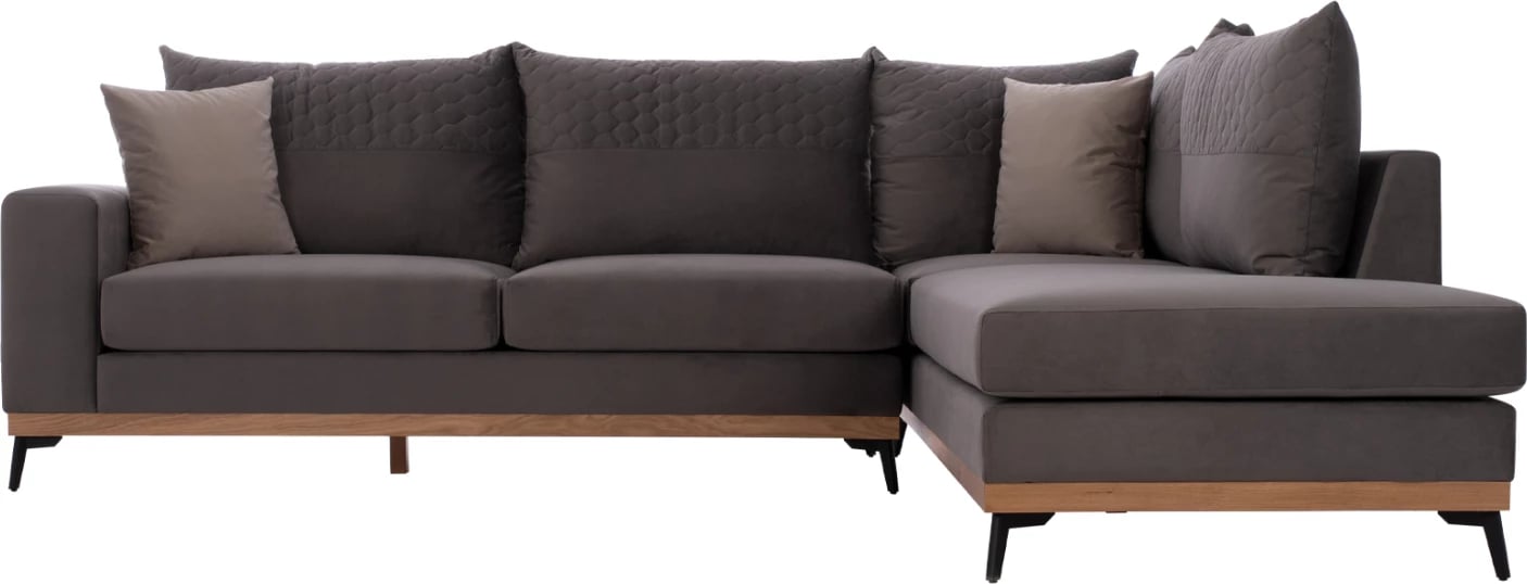 MESINA corner sofa, gray, high leg, 2pcs, right corner, stain-resistant and water-repellent fabric