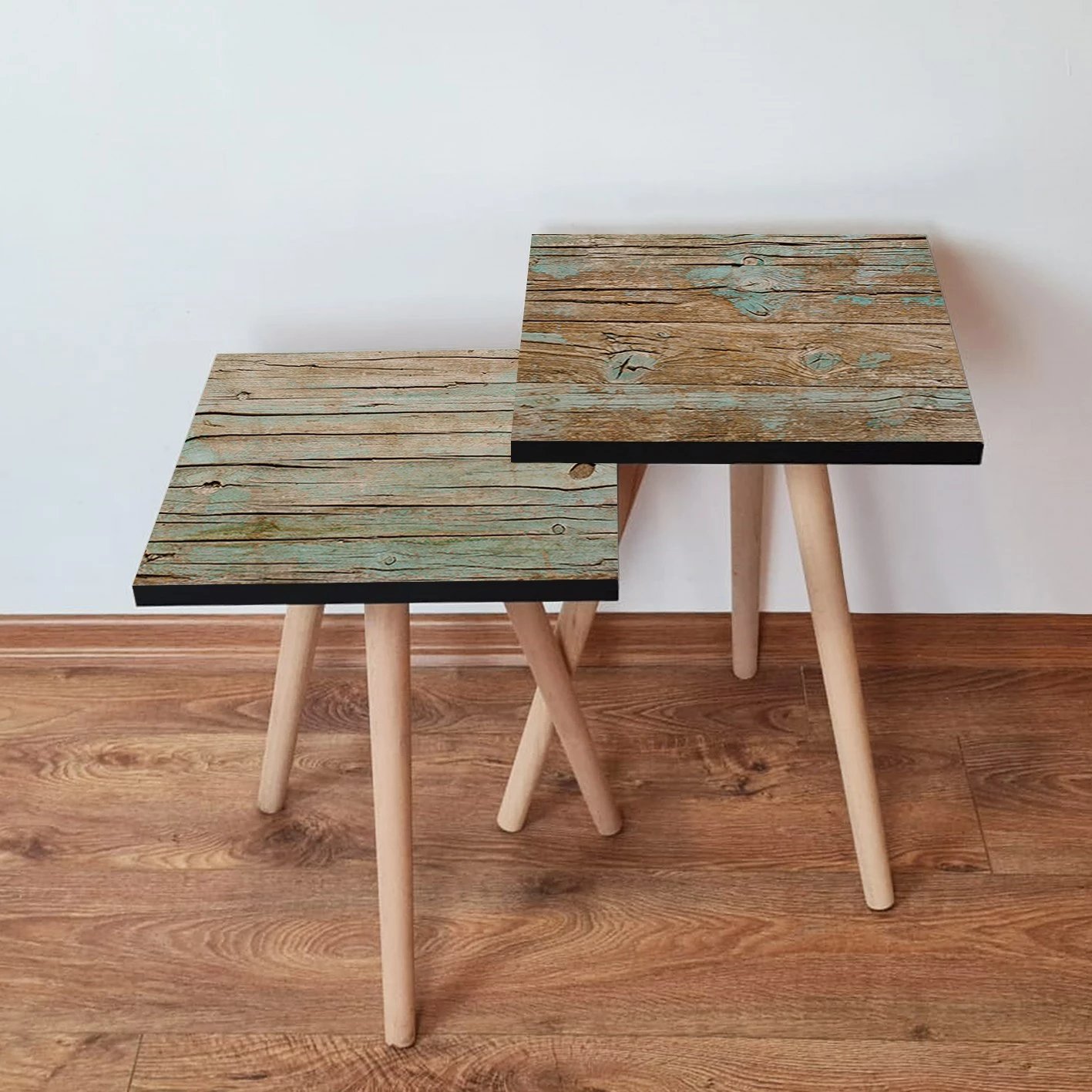 Tavolina ndihmëse të vendosshme (2 copë), Skye Decor, 2Shp426, ngjyrë e gjelbër dhe kafe