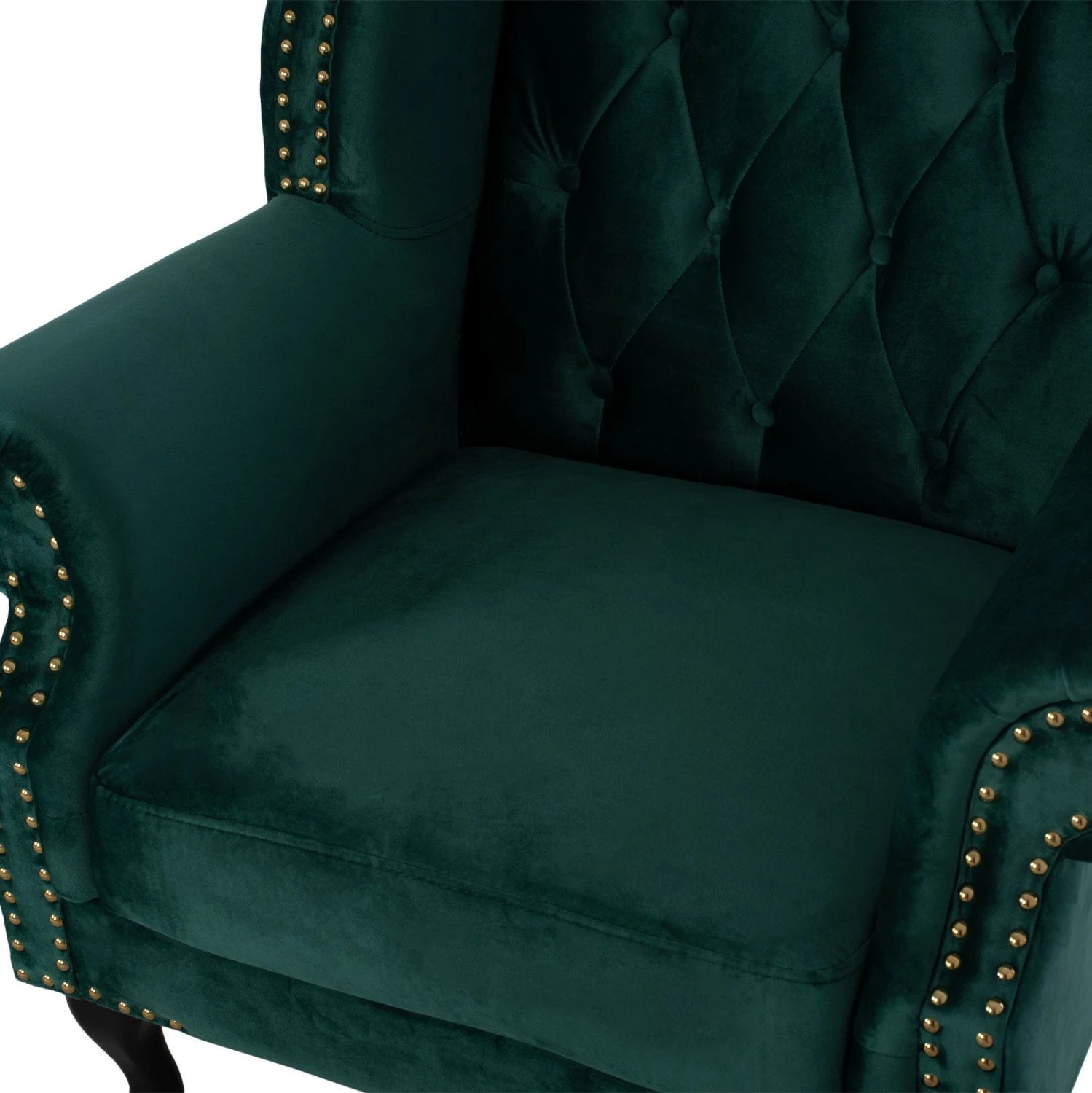 Fotelje Polina, kadife ngjyrë selvi, stil Chesterfield, FH0053.03