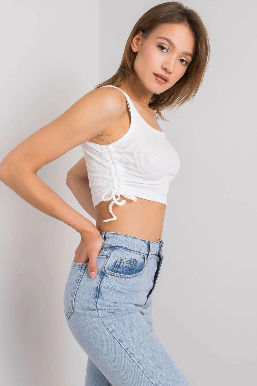 Crop top femra Rue Paris 215391, e bardhë