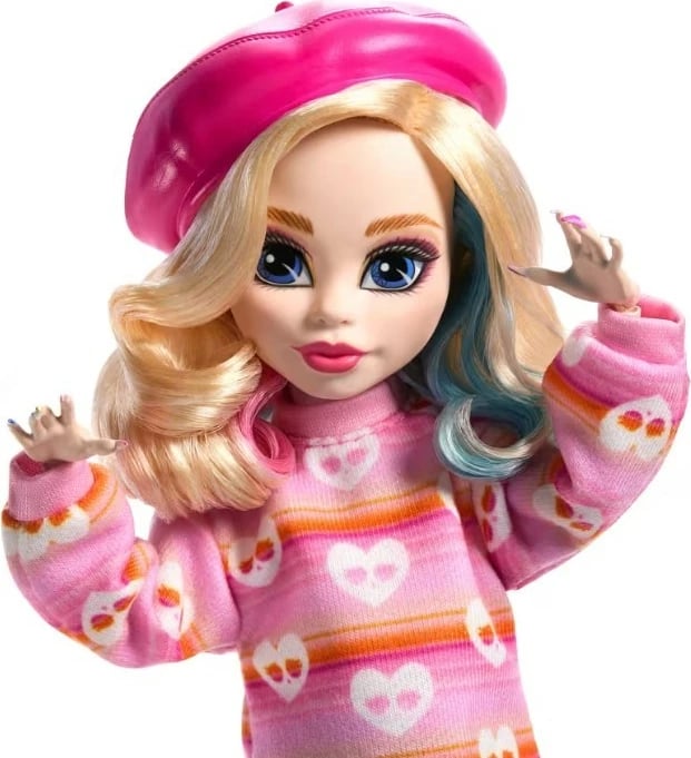 Lodër Monster High Mattel Enid Sinclair HXJ05 me beret rozë dhe çantë shpine Lodër Monster High Mattel Enid Sinclair HXJ05 me beret rozë dhe çantë shpine