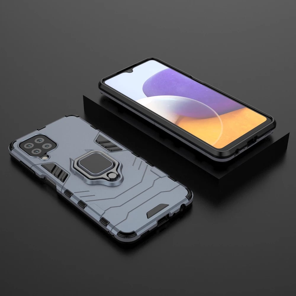 Mbështjellës Hurtel Ring Armor për Samsung Galaxy A22, me mbajtëse gishti dhe këmbë, kaltër