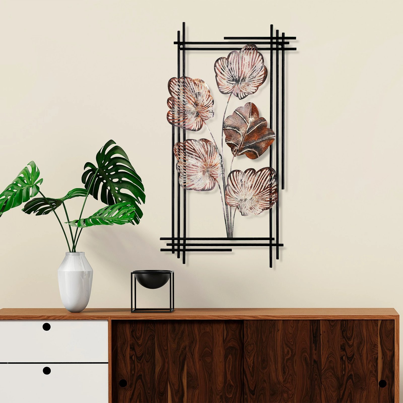 Aksesor dekorativ metalik për mur, Wallity Daiyu 3, shumëngjyrësh, 48x87x4cm