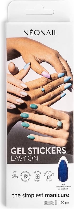 Sticker për thonj NeoNail Gel Stickers Easy On Hybrid Nail Polish M01 për femra, 20 copë