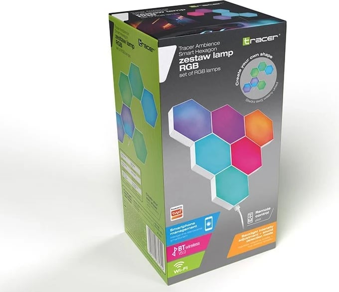 Llampa dekorative Tracer hexagonal RGB Ambience, Smart Hexagon TRAOSW47256, Multingjyrëshe