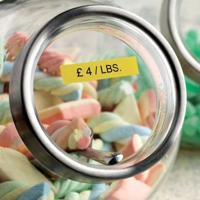 Shirit etiketimi, Dymo, D1 45018 (S0720580), poliester standard për zyrë, e verdhë me tekst të zi