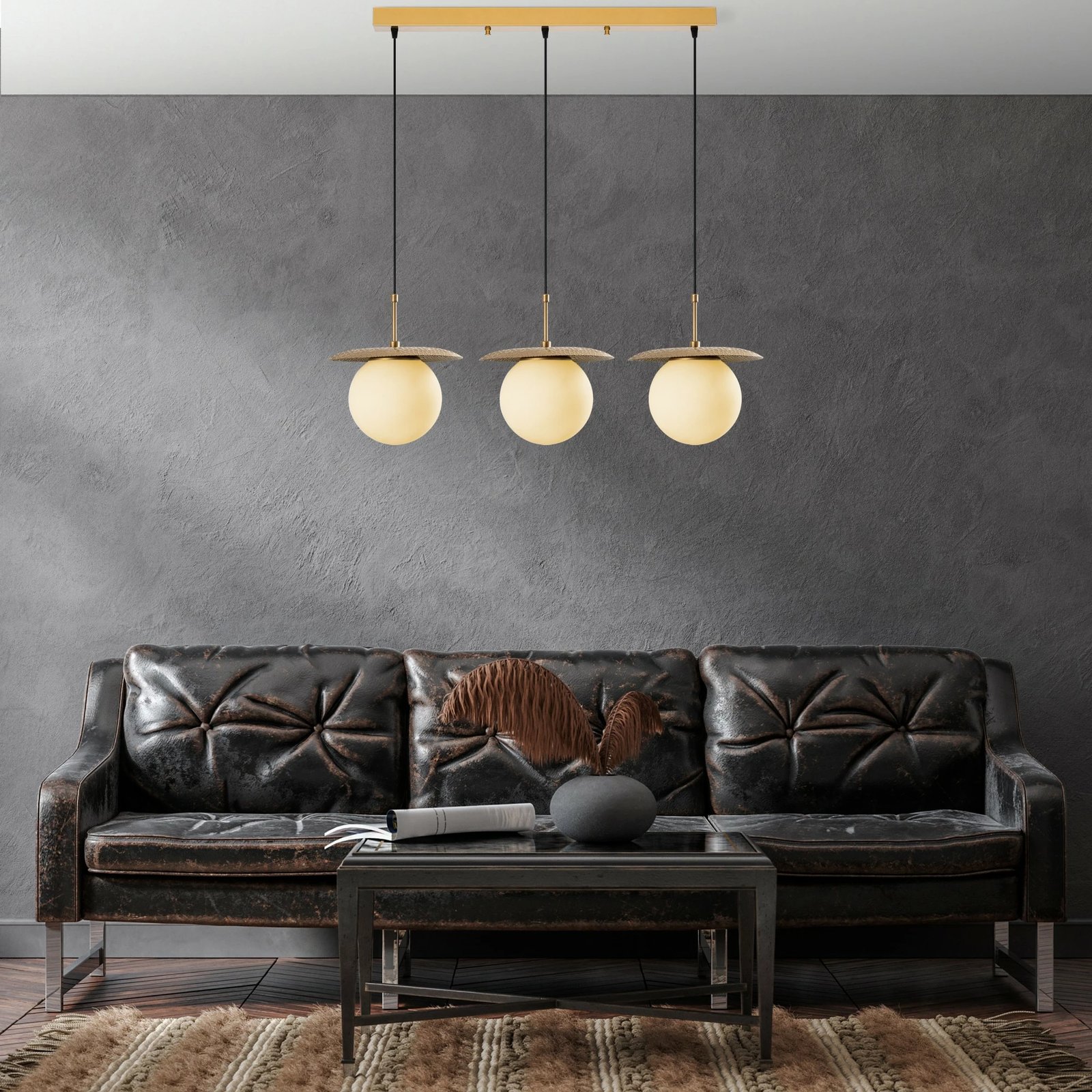 Llambë tavani Opviq, Anemon, ngjyrë ari, 3 drita