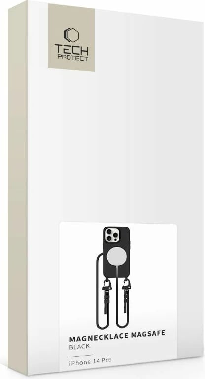 Mbështjellës Tech-Protect Magnecklace për iPhone 14 Pro, MagSafe, i zi, me litar