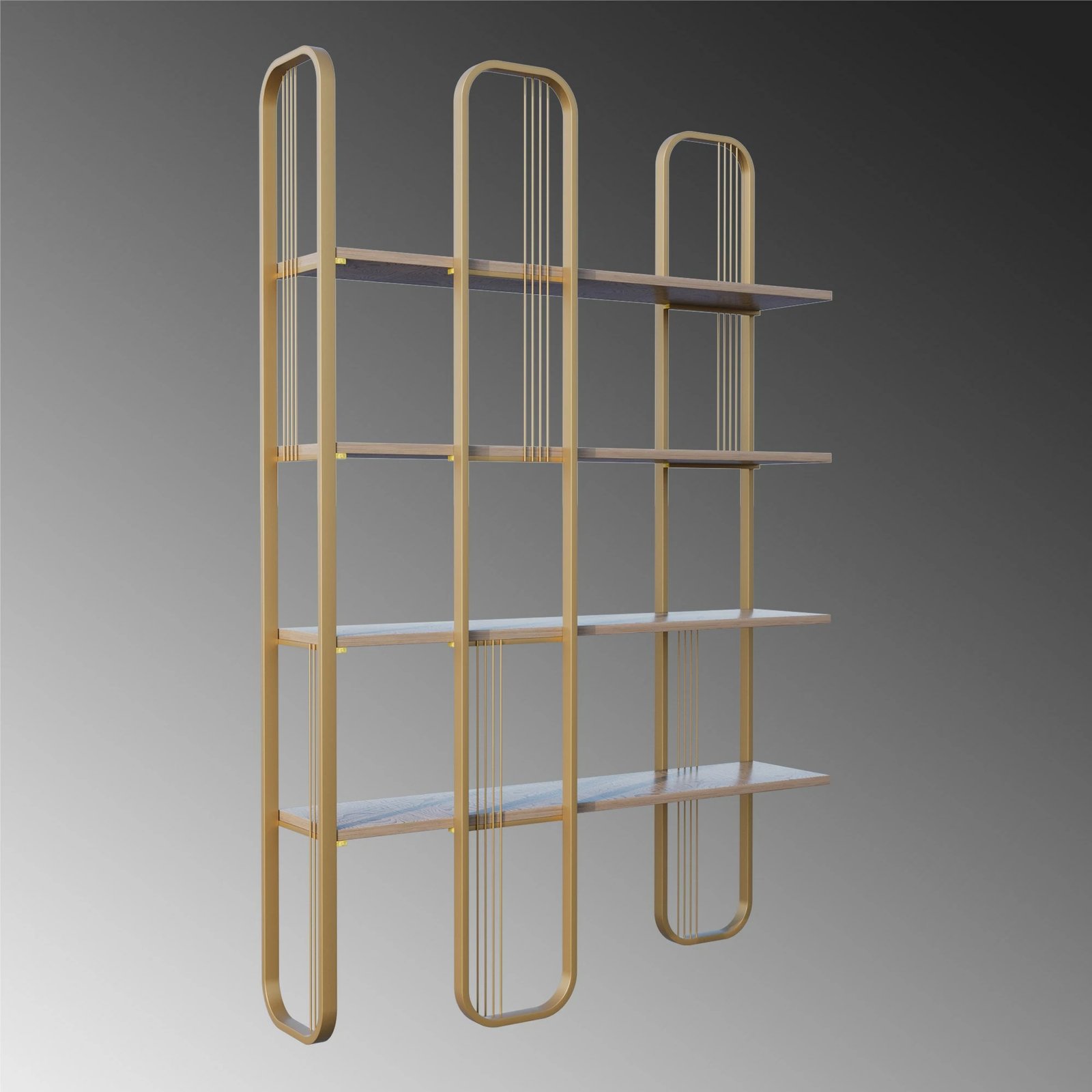 Raft librash Hanah Home, ngjyrë e verdhë, stil barok glam, 124x182x26cm