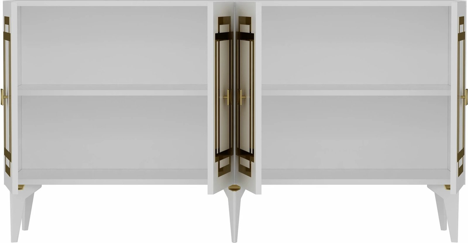 Konsol Skye Decor, ngjyrë e bardhë dhe ari, Lotus