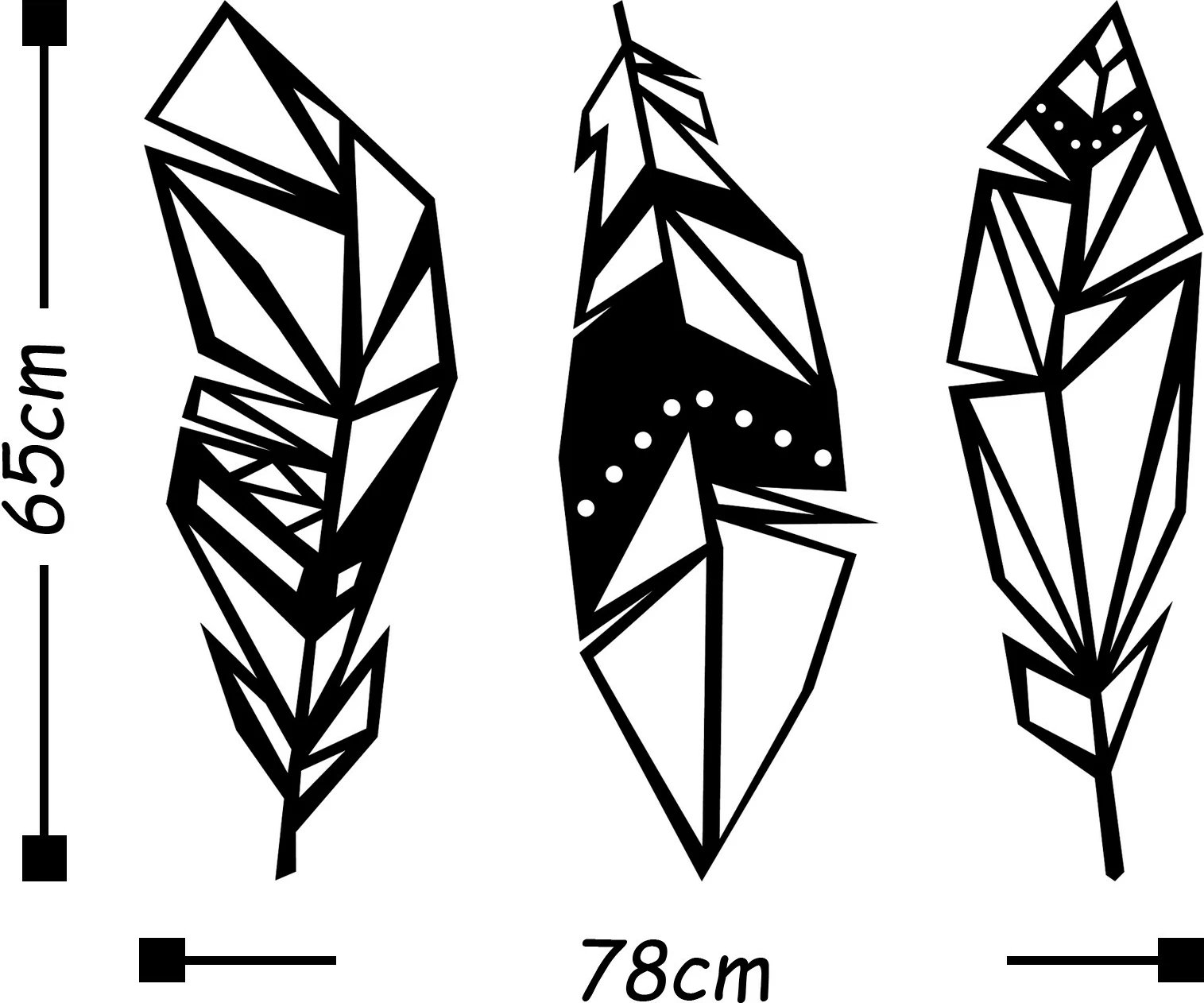 Aksesor dekorativ metalik për mur, Wallity, pendë, ngjyrë e zezë
