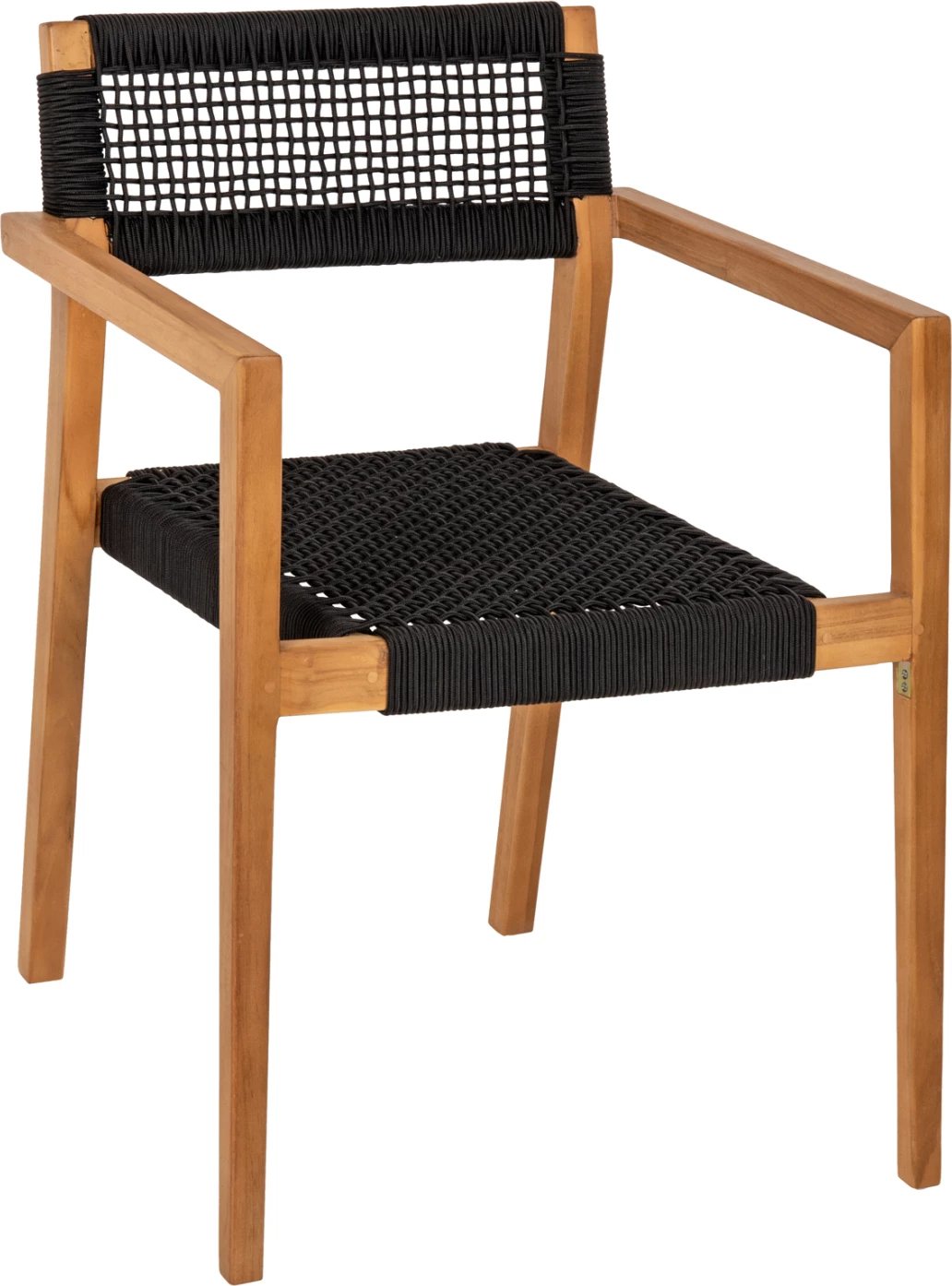 Karrige me krahë Charlotte FH9637.02 dru teak natyral dhe litar i zi 59x54x83H cm