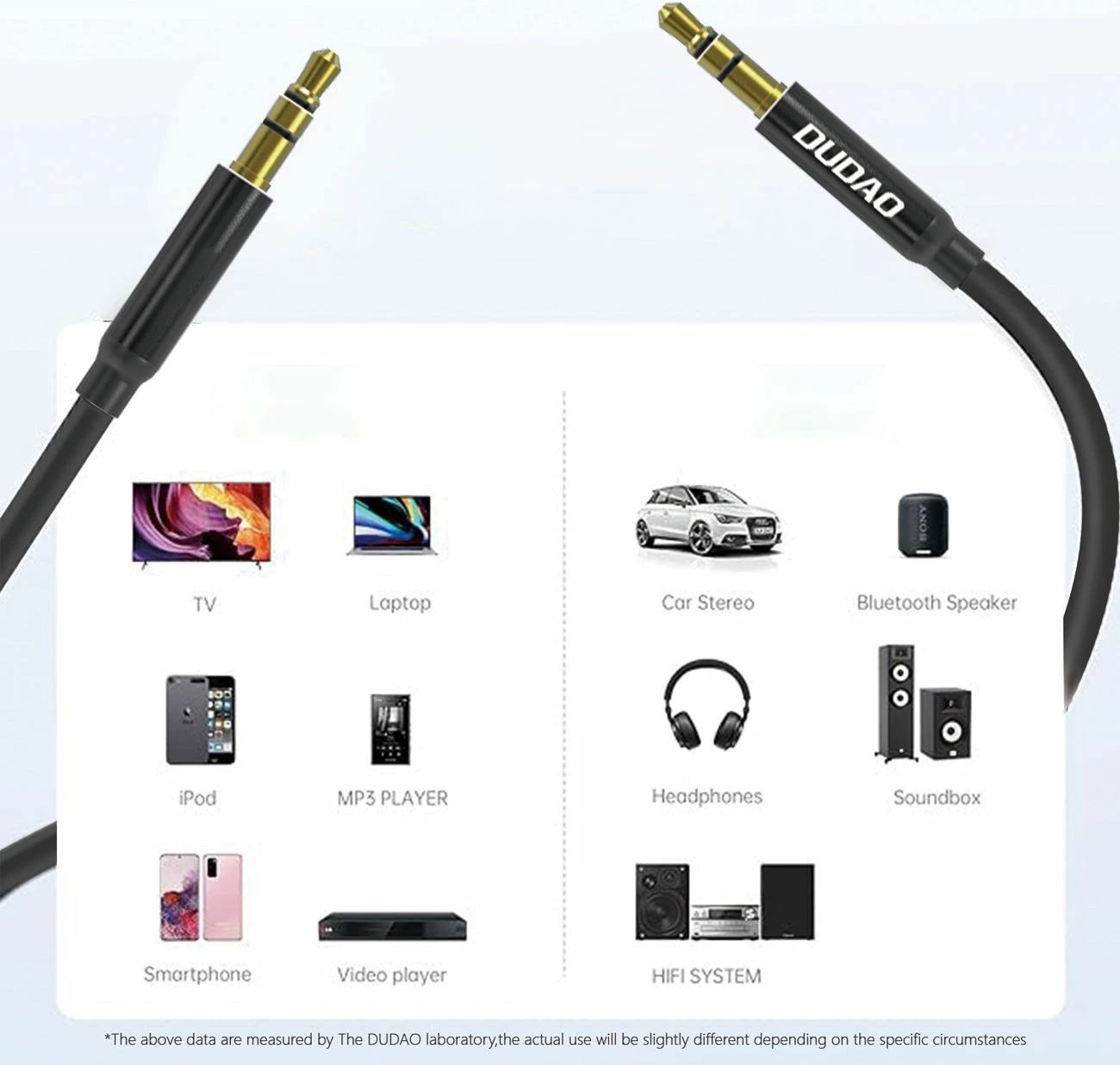 Kabllo audio AUX Dudao L12S, 1m, mini jack 3.5mm, e zezë Kabllo audio AUX Dudao L12S, 1m, mini jack 3.5mm, e zezë