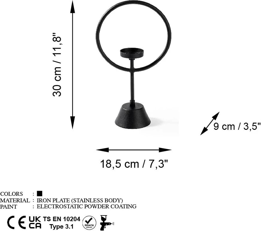 Aksesor dekorativ metalik Aberto Design, Caıros, ngjyrë e zezë