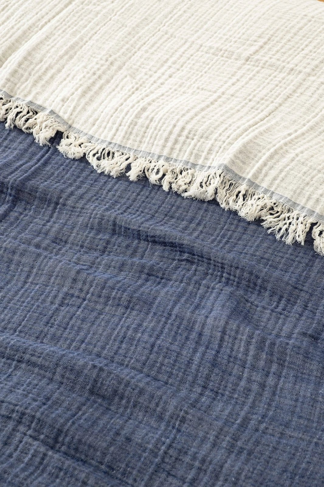 Përparëse dopio për shtrat, muslin, ngjyrë blu e errët, 230x250cm