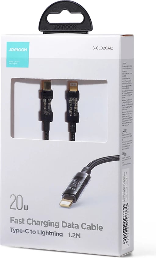 Kabllo Joyroom S-CL020A12 Lightning / USB-C, 1.2m, 20W, e zezë