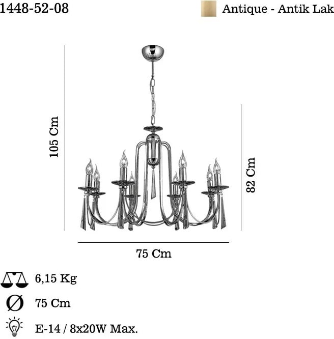 Llambadar Opviq, Kontes - 52-08, ngjyrë antike
