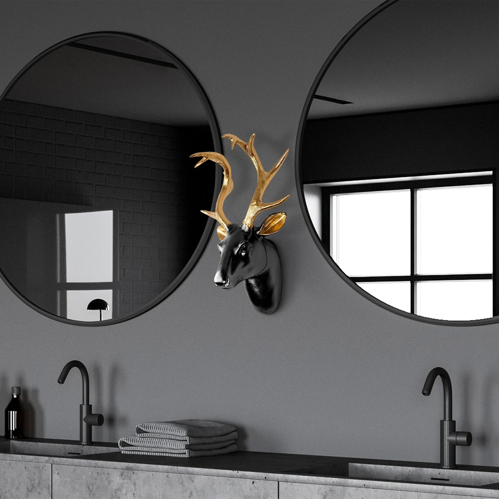 Aksesor dekorativ muri, bust dre, ngjyrë ari dhe e zezë, Wallity